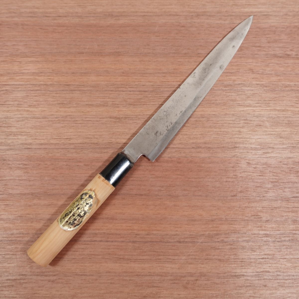 Azuma Roko Yanagiba Knife, Sharpened, Tokusen, Carbon Steel, Double Bevel, Sashimi Knife, Sticker on Handle, 220mm