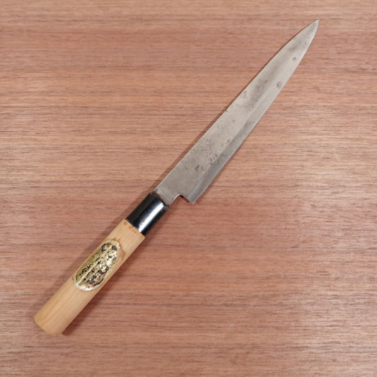 Azuma Roko Yanagiba Knife, Sharpened, Tokusen, Carbon Steel, Double Bevel, Sashimi Knife, Sticker on Handle, 220mm