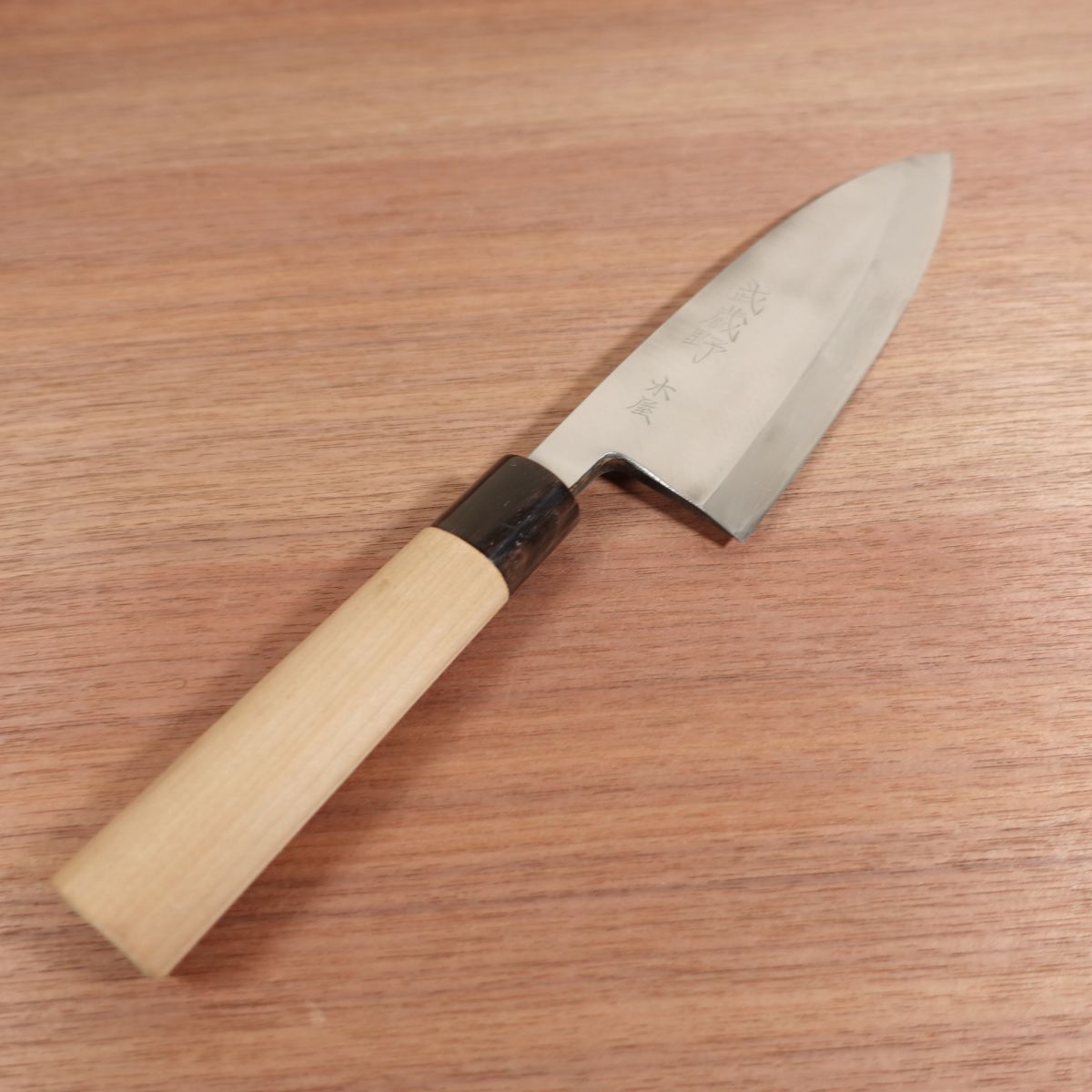Kiya Deba Knife, Sharpened, Musashino, Water Buffalo Handle, Crack in Handle, Nearly Unused Stored Item, 170mm