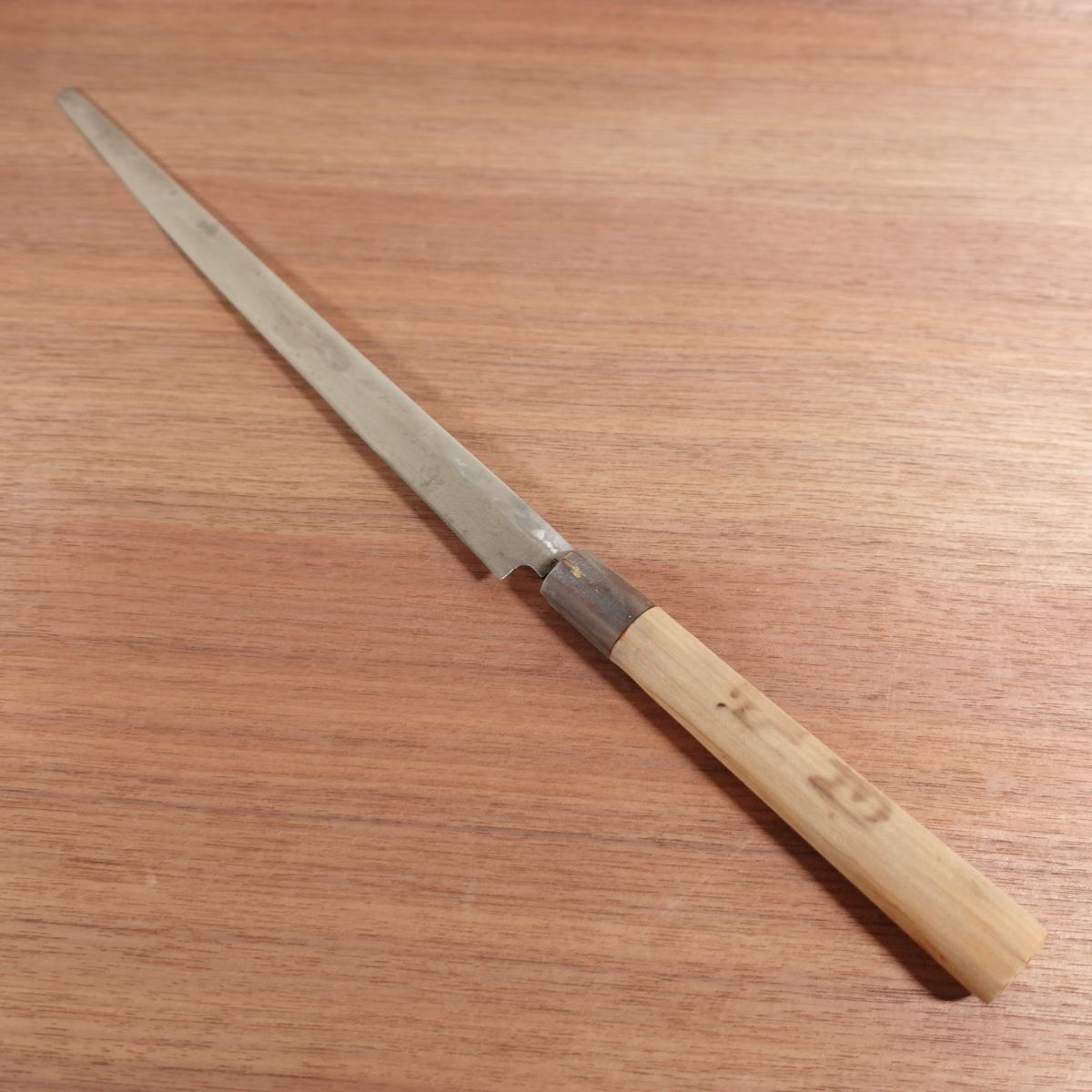 Possible Masamoto Takohiki Knife, Faded Engraving, Sharpened, Water Buffalo Handle, Sashimi Knife, Carbon Steel, Single Bevel, 305mm