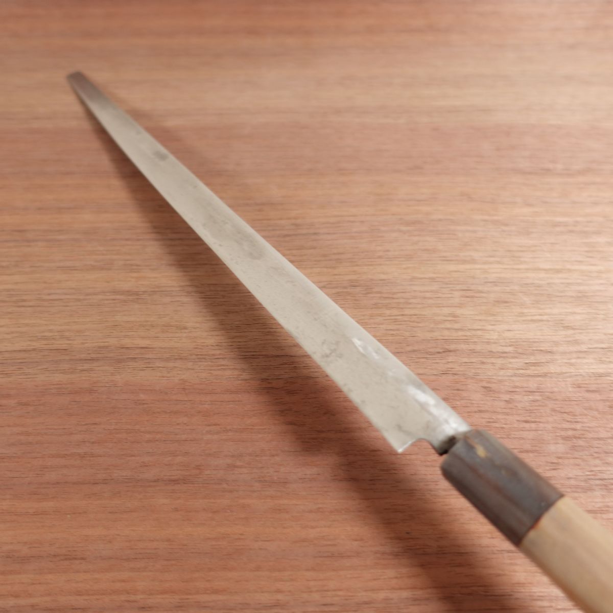 Possible Masamoto Takohiki Knife, Faded Engraving, Sharpened, Water Buffalo Handle, Sashimi Knife, Carbon Steel, Single Bevel, 305mm