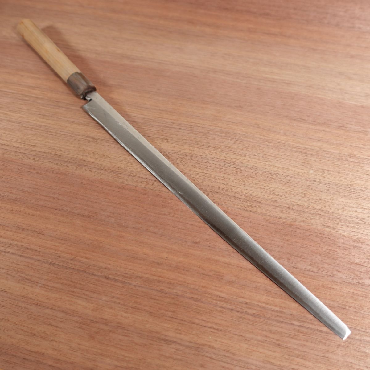 Possible Masamoto Takohiki Knife, Faded Engraving, Sharpened, Water Buffalo Handle, Sashimi Knife, Carbon Steel, Single Bevel, 305mm