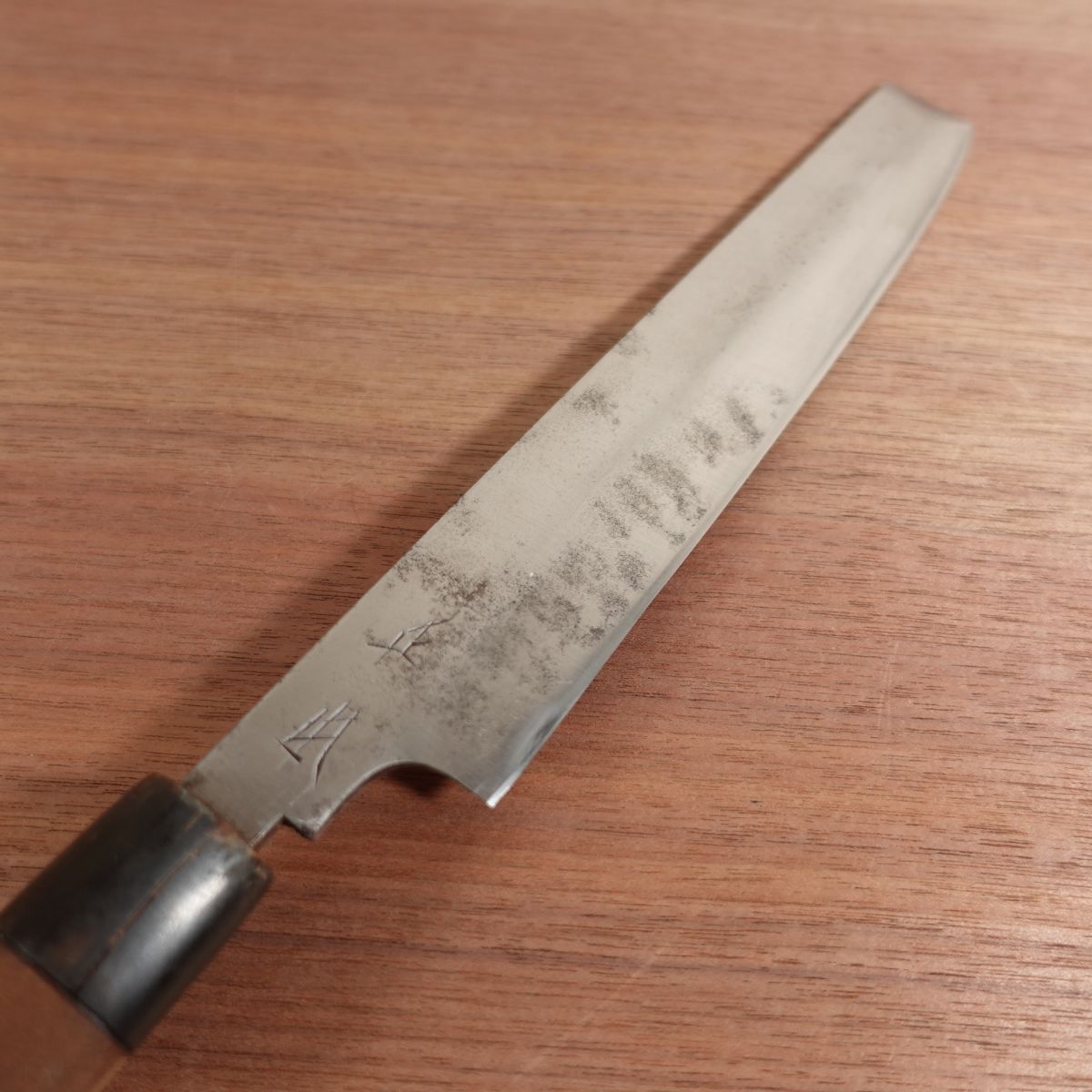 Masamoto Usuba Knife, Sharpened, Water Buffalo Handle, Single Bevel, Vegetable Knife, Slightly Tapered, Ferrule Crack, 230mm