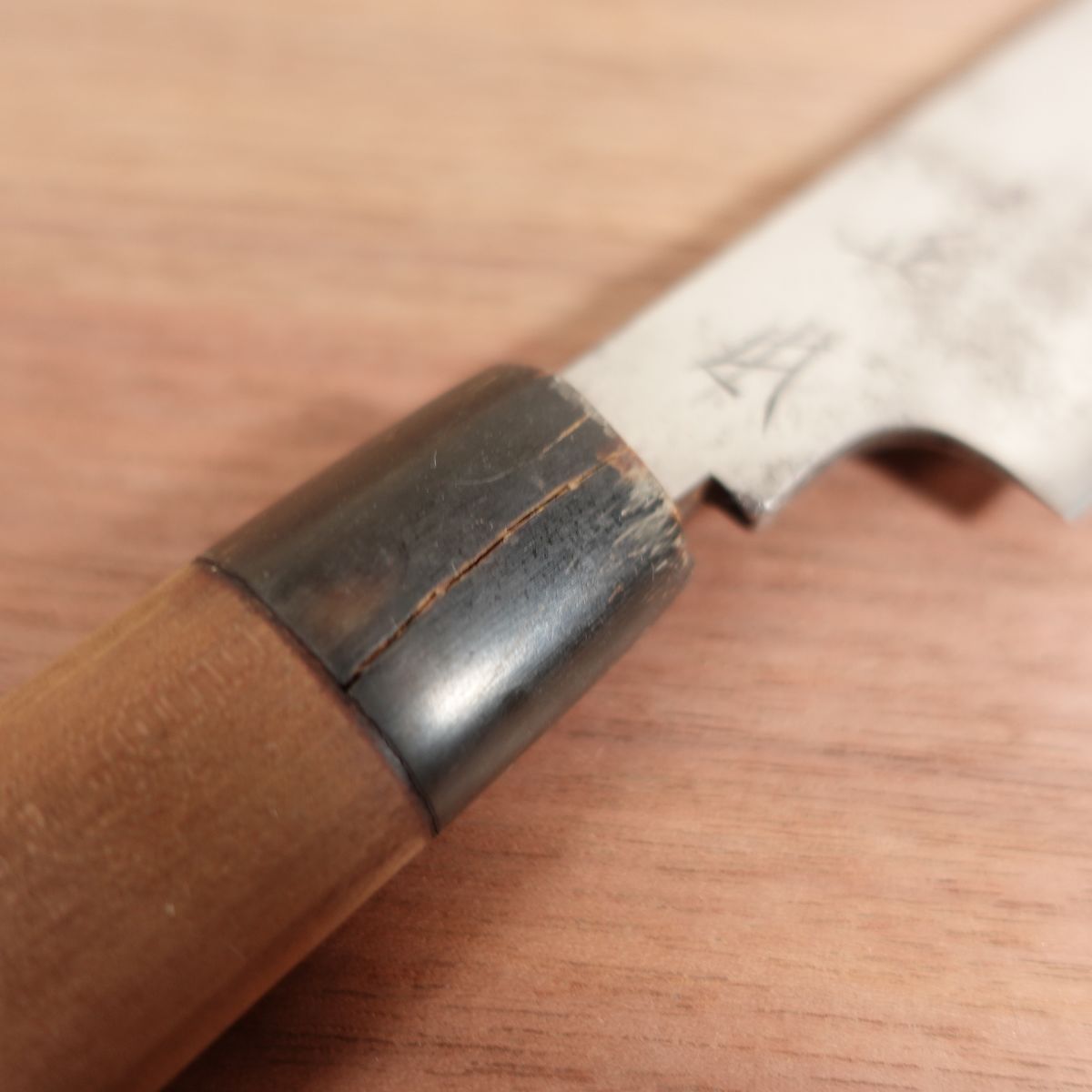 Masamoto Usuba Knife, Sharpened, Water Buffalo Handle, Single Bevel, Vegetable Knife, Slightly Tapered, Ferrule Crack, 230mm