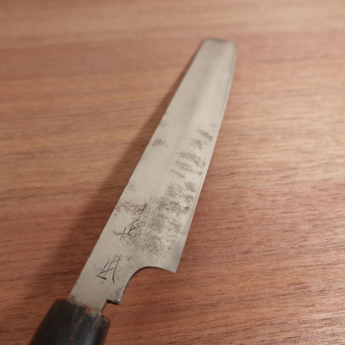 Masamoto Usuba Knife, Sharpened, Water Buffalo Handle, Single Bevel, Vegetable Knife, Slightly Tapered, Ferrule Crack, 230mm