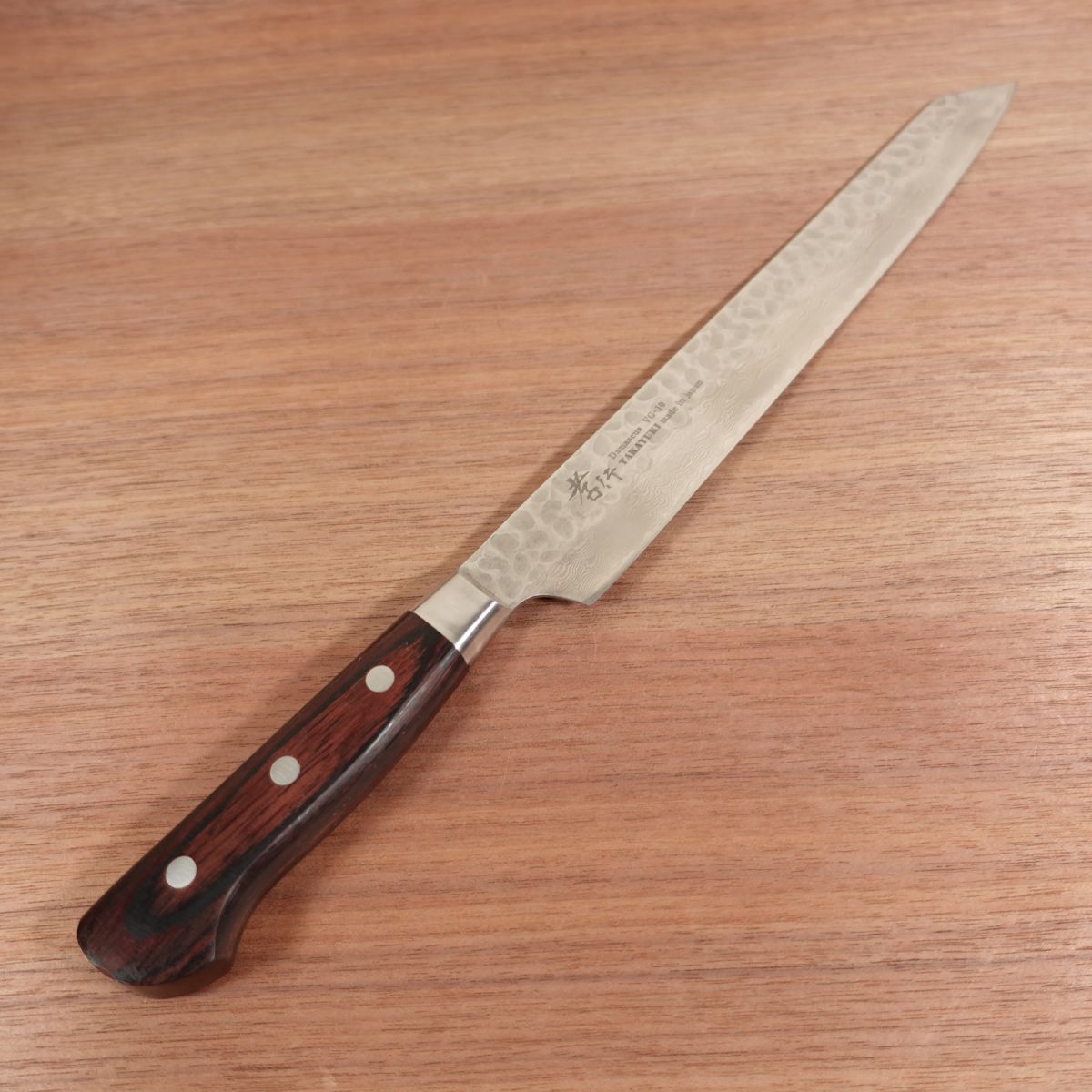 Sakai Takayuki Kensaki Yanagiba Knife, Sharpened, VG-10, Sashimi Knife, Damascus, Hammered, Slicer, TAKAYUKI, Kiritsuke, Sujihiki, Suminagashi, V-Gold No.10, 265mm