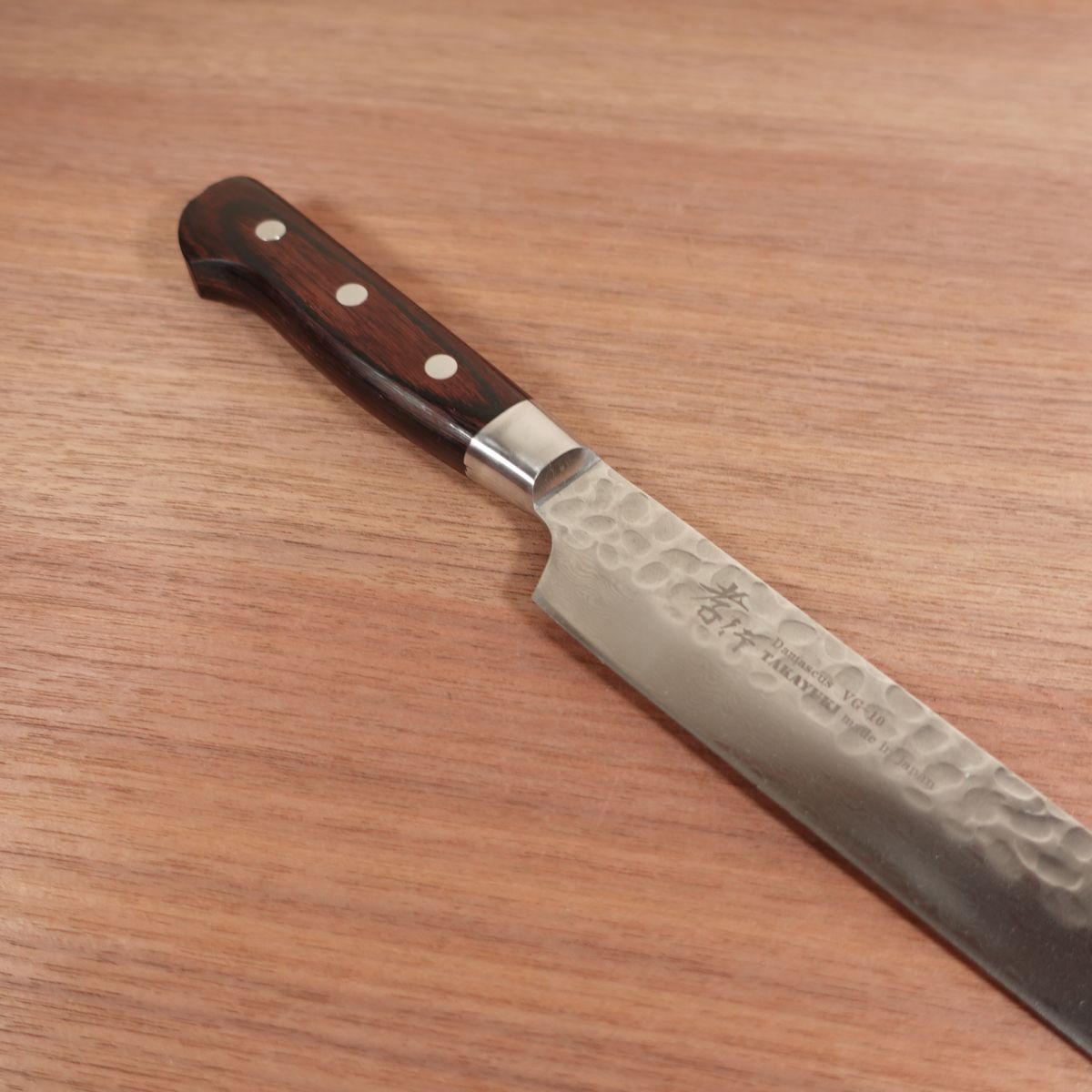 Sakai Takayuki Kensaki Yanagiba Knife, Sharpened, VG-10, Sashimi Knife, Damascus, Hammered, Slicer, TAKAYUKI, Kiritsuke, Sujihiki, Suminagashi, V-Gold No.10, 265mm
