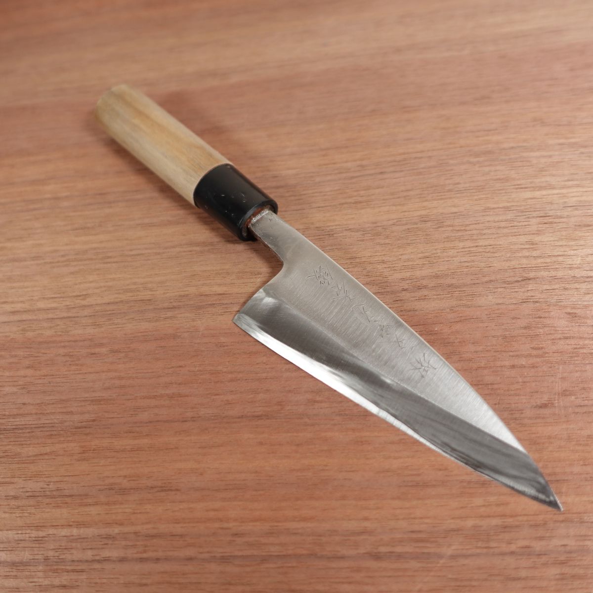 Sakai Ichimonji Mitsuhide Deba Knife, Sharpened, Carbon Steel, Single Bevel, Straight Edge, 125mm