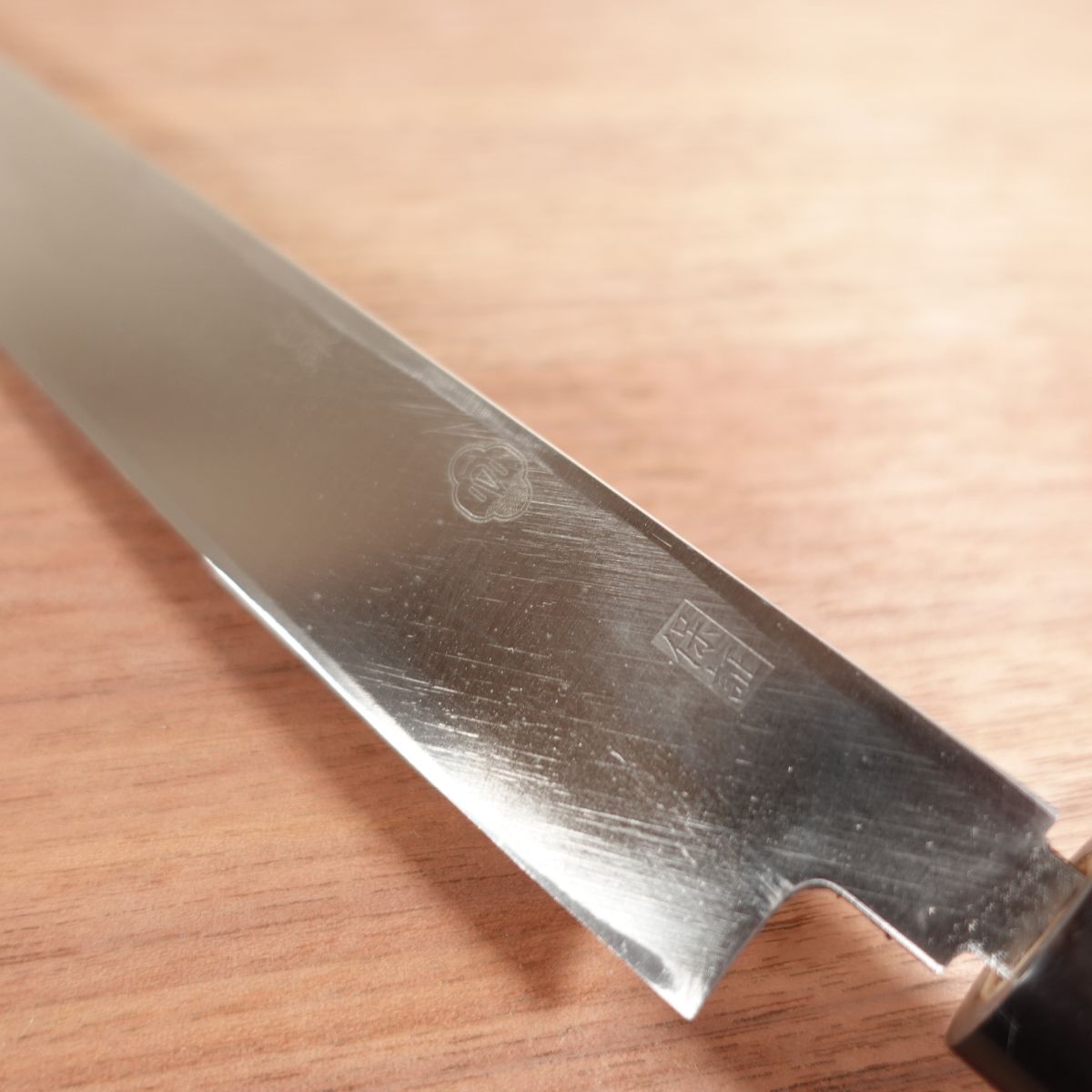 Sakai Ichimonji Mitsuhide Yanagiba, Sharpened, Hakugin, Stainless Steel, Water Buffalo Handle, Gin-san Steel, Sashimi Knife, 235mm