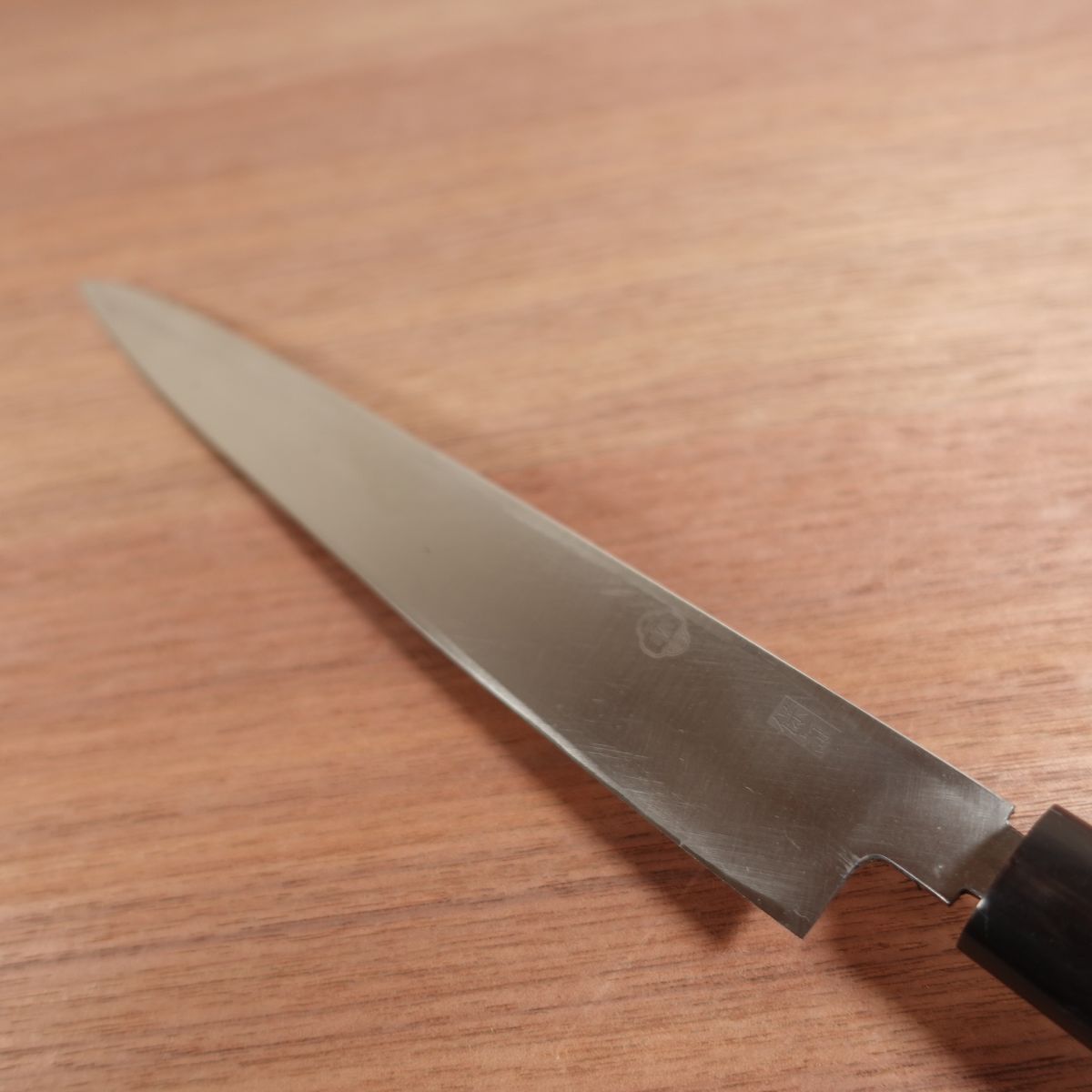Sakai Ichimonji Mitsuhide Yanagiba, Sharpened, Hakugin, Stainless Steel, Water Buffalo Handle, Gin-san Steel, Sashimi Knife, 235mm