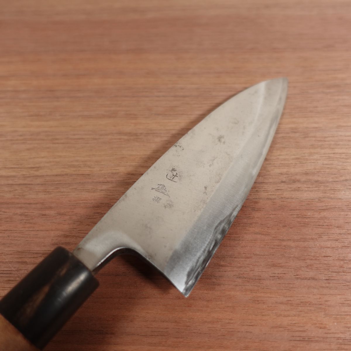 Sakai Toji Deba Knife, Sharpened, Water Buffalo Handle, Tsuji Isao Selection, Carbon Steel, Single Bevel, 150mm