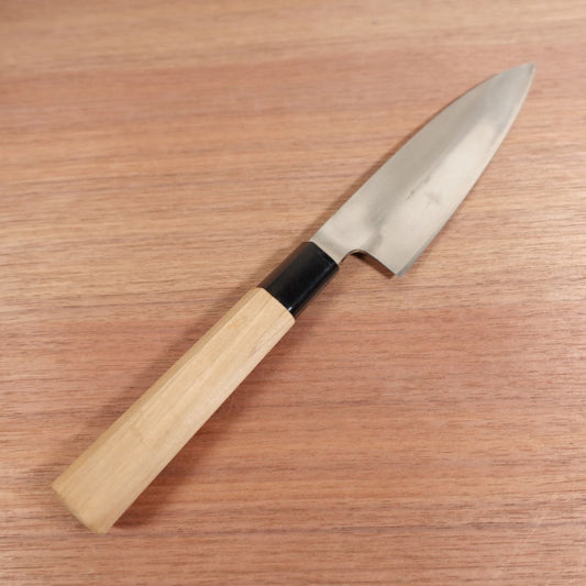 Unmarked Wa-Santoku Knife, Sharpened, Single Bevel, All-Purpose Knife, Thin Aideba Profile, Carbon Steel, 160mm