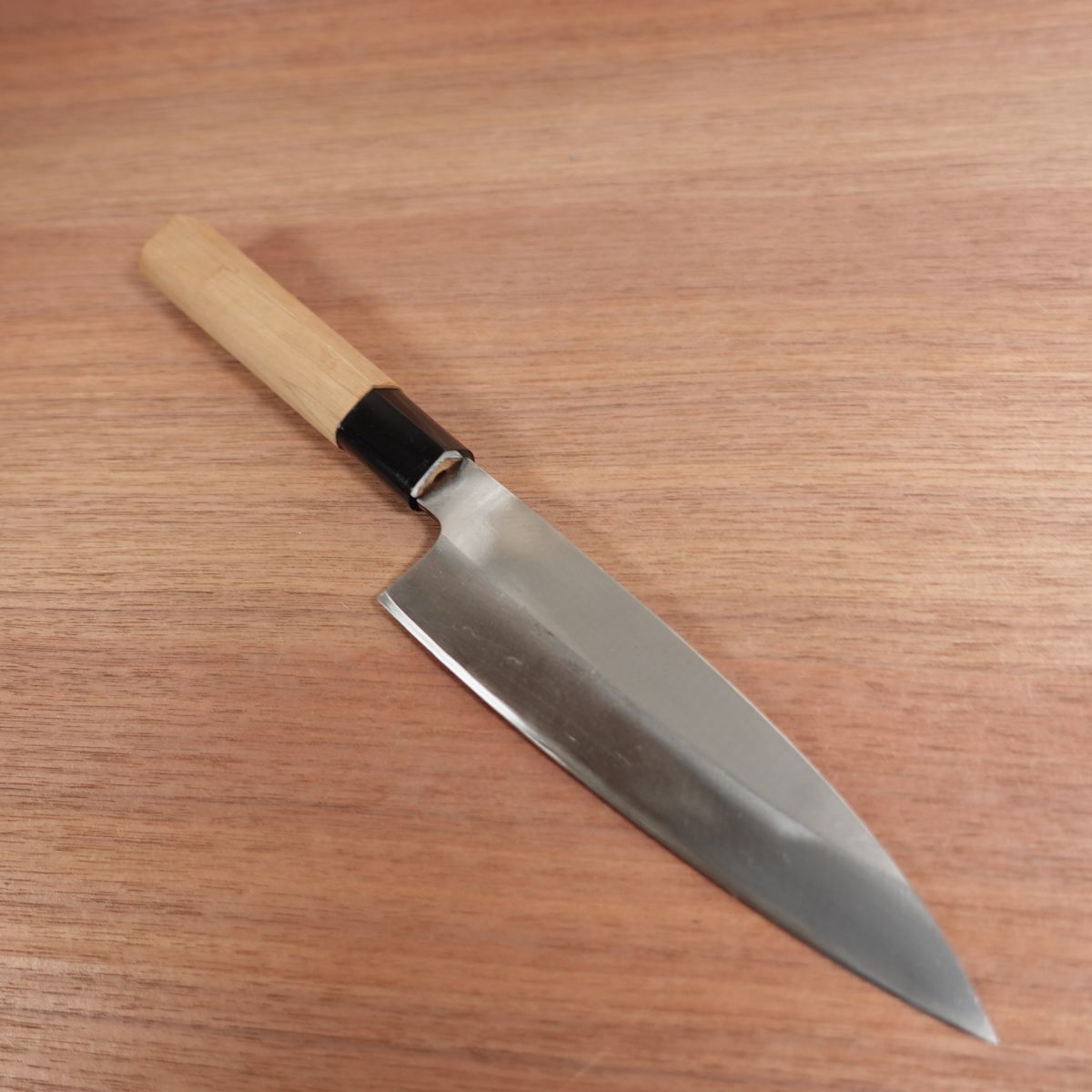 Unmarked Wa-Santoku Knife, Sharpened, Single Bevel, All-Purpose Knife, Thin Aideba Profile, Carbon Steel, 160mm