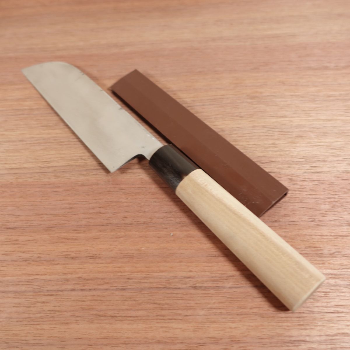Takeaki Kama-Usuba Knife, Sharpened, Water Buffalo Handle, Single Bevel, Nakiri, Carbon Steel, Betsuuchi, Takeuchi Hamono, 185mm