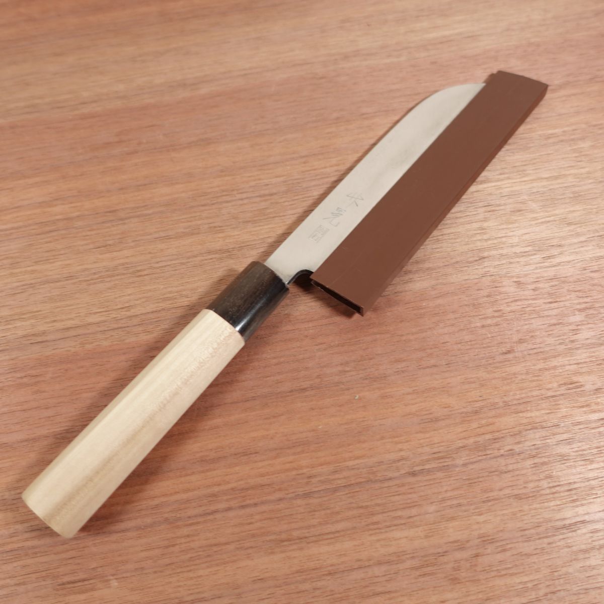 Takeaki Kama-Usuba Knife, Sharpened, Water Buffalo Handle, Single Bevel, Nakiri, Carbon Steel, Betsuuchi, Takeuchi Hamono, 185mm