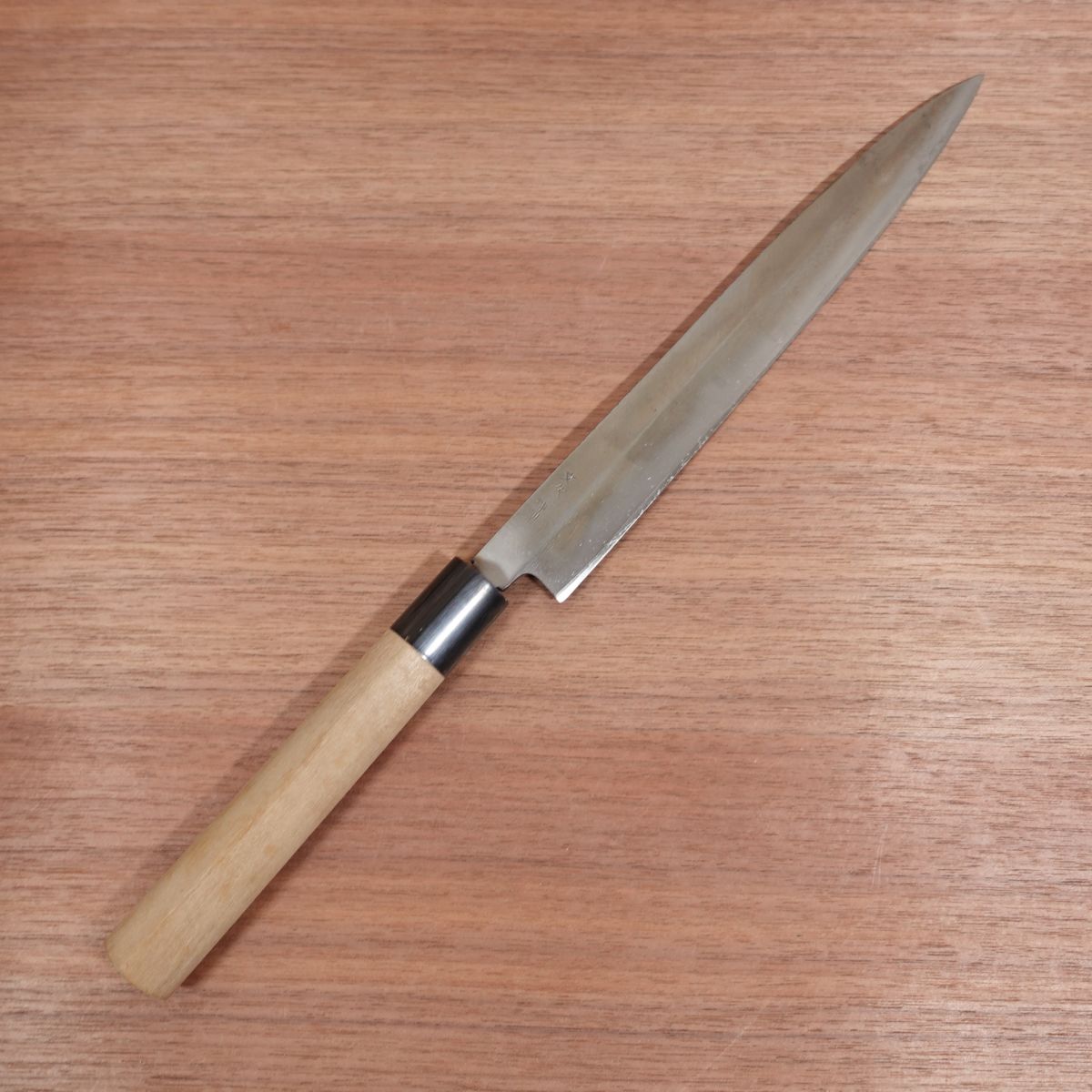 [HYPER REBORN] Fumitsugu Yanagiba Knife, Sharpened, Black Oxide Finish, Water Buffalo Handle, Sashimi Knife, Special, Lightly Used, 240mm