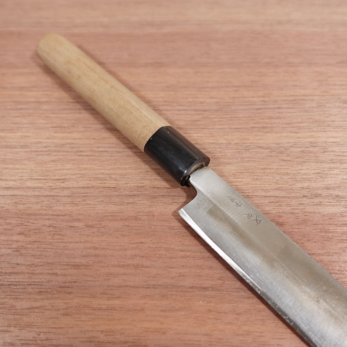 [HYPER REBORN] Fumitsugu Yanagiba Knife, Sharpened, Black Oxide Finish, Water Buffalo Handle, Sashimi Knife, Special, Lightly Used, 240mm