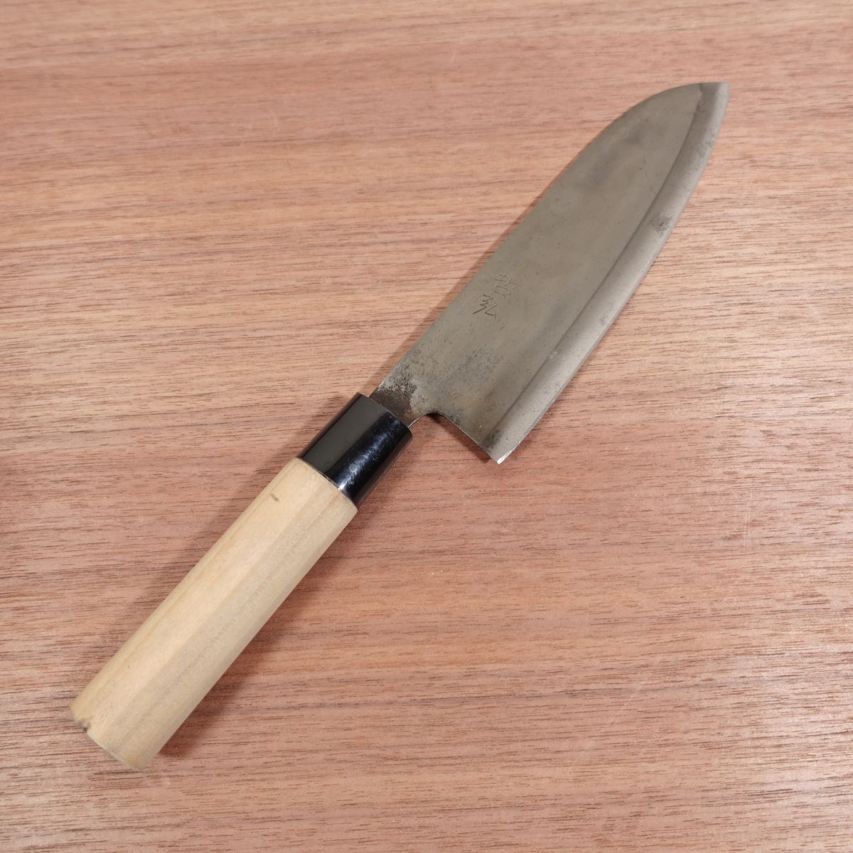[HYPER REBORN] Tetsuhiro Santoku Knife, Sharpened, Black Oxide Finish, All-Purpose Knife, Carbon Steel, 170mm