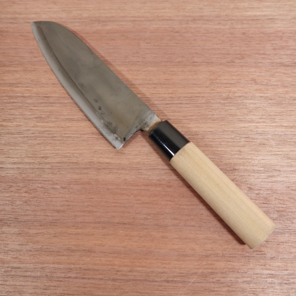 [HYPER REBORN] Tetsuhiro Santoku Knife, Sharpened, Black Oxide Finish, All-Purpose Knife, Carbon Steel, 170mm