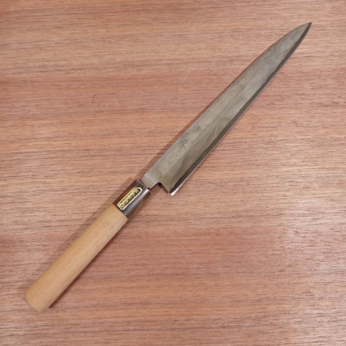 [HYPER REBORN] Yukifuji Yanagiba Knife, Sharpened, Black Oxide Finish, Water Buffalo Handle, Sashimi Knife, Lightly Used, Stored Item, 240mm