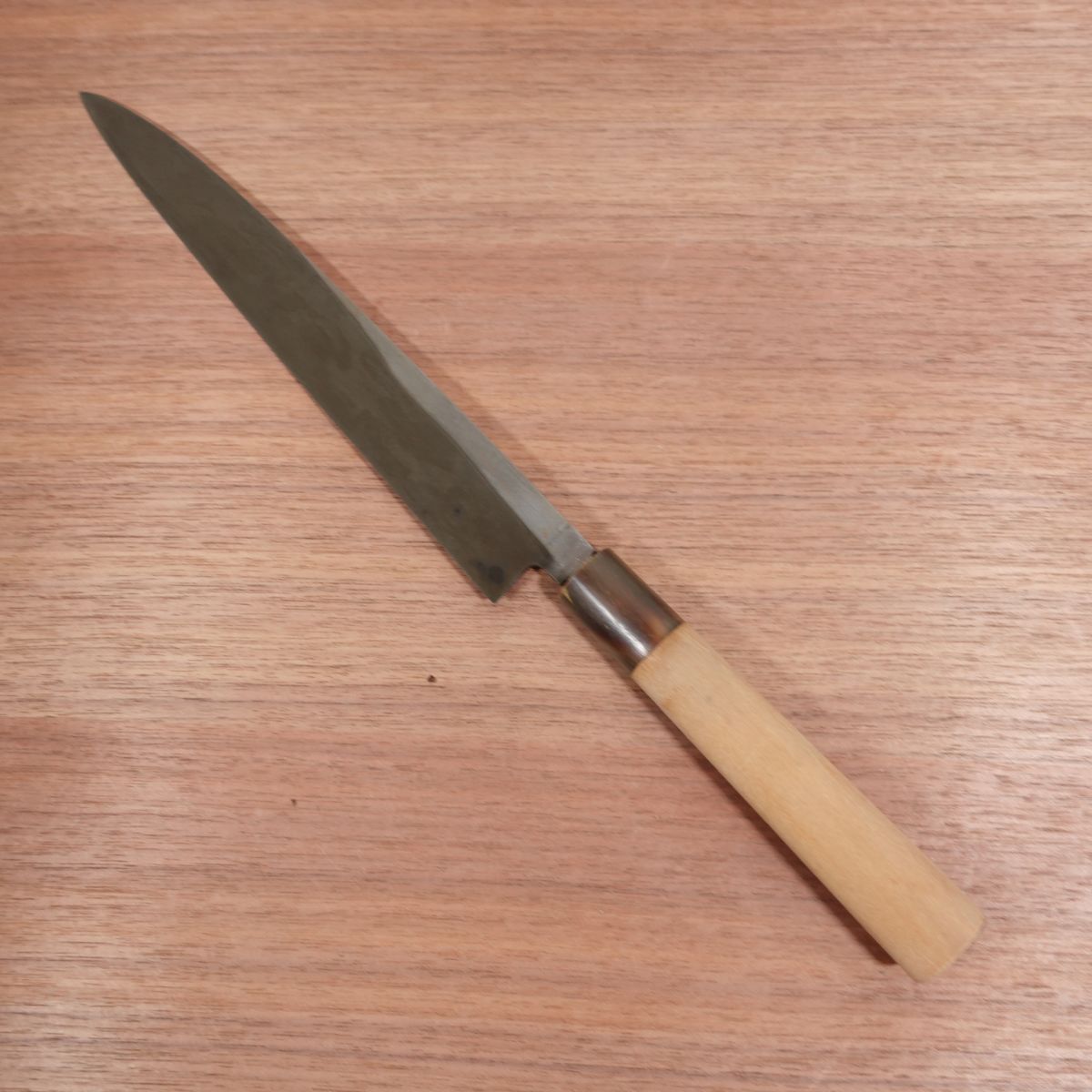 [HYPER REBORN] Yukifuji Yanagiba Knife, Sharpened, Black Oxide Finish, Water Buffalo Handle, Sashimi Knife, Lightly Used, Stored Item, 240mm