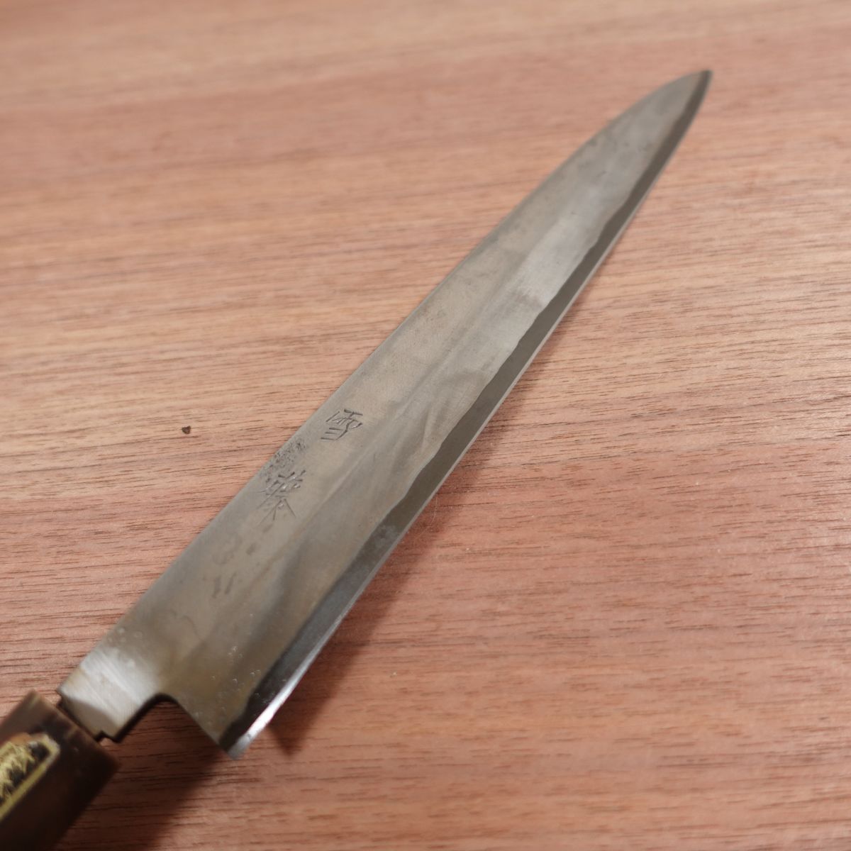 [HYPER REBORN] Yukifuji Yanagiba Knife, Sharpened, Black Oxide Finish, Water Buffalo Handle, Sashimi Knife, Lightly Used, Stored Item, 240mm