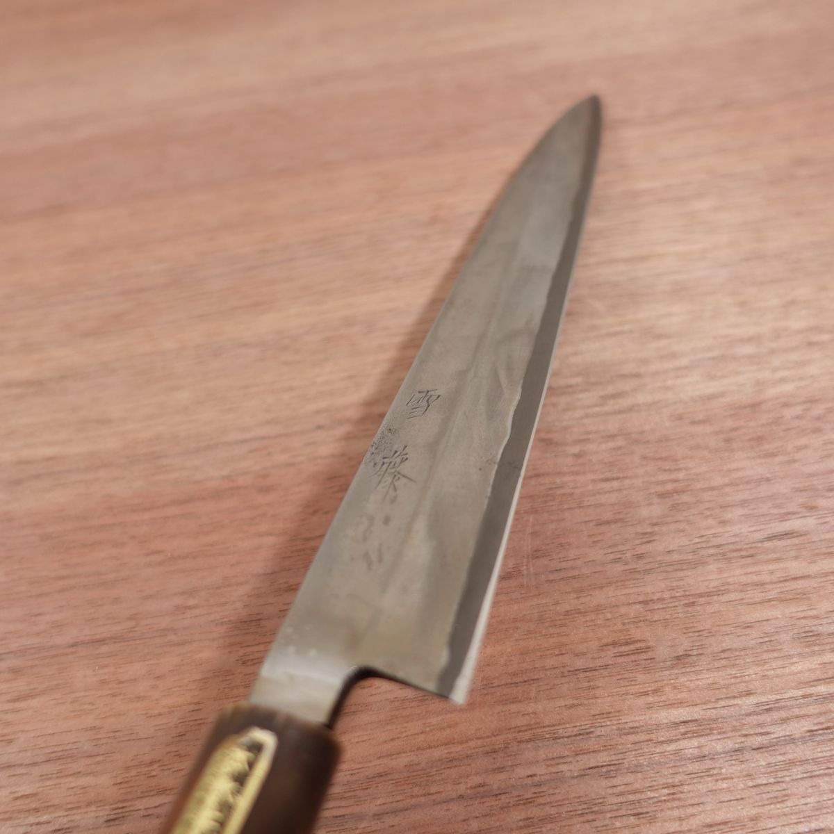 [HYPER REBORN] Yukifuji Yanagiba Knife, Sharpened, Black Oxide Finish, Water Buffalo Handle, Sashimi Knife, Lightly Used, Stored Item, 240mm