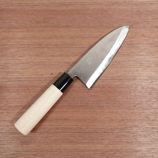 Genki Deba Knife, Sharpened, Carbon Steel, Single Bevel, Handle Like New, 150mm