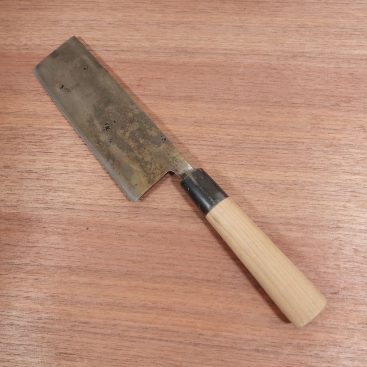 [HYPER REBORN] Aritsugu Nakiri Knife, Sharpened, Black Oxide Finish, Water Buffalo Handle, Heavy-Duty, Nakiri, 165mm
