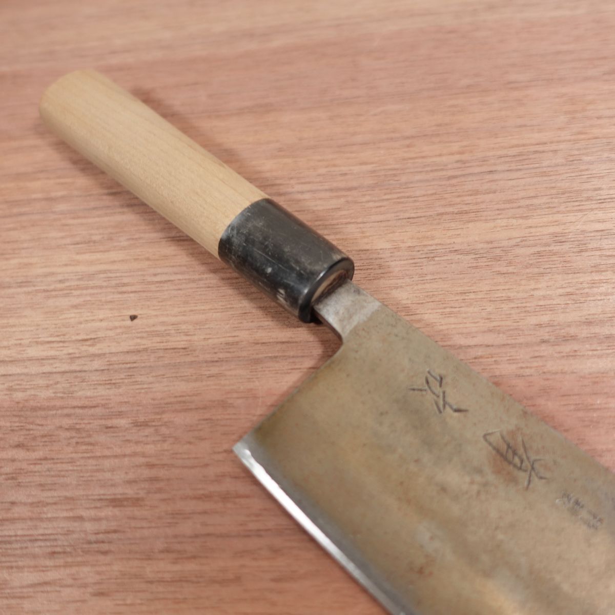[HYPER REBORN] Aritsugu Nakiri Knife, Sharpened, Black Oxide Finish, Water Buffalo Handle, Heavy-Duty, Nakiri, 165mm