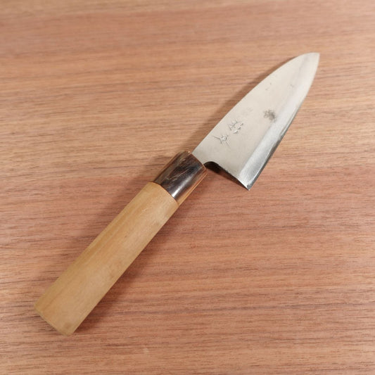 Sugimoto Ajikiri Knife, Sharpened, Ko-Deba, Water Buffalo Handle, Carbon Steel, Single Bevel, 125mm