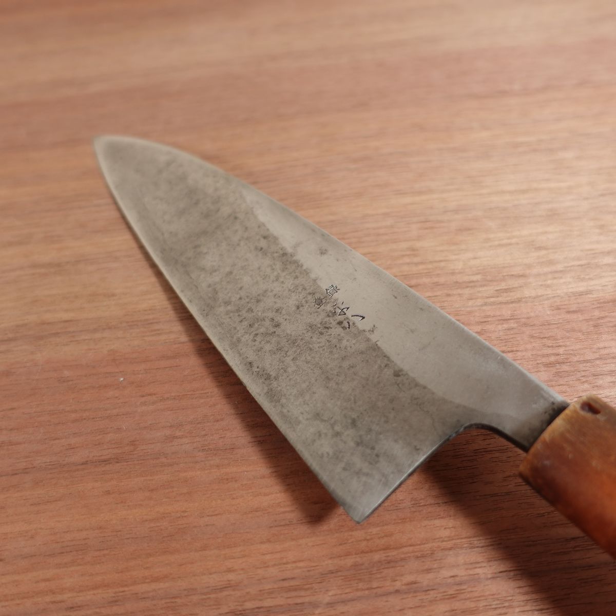 Heihachi Large Deba Knife, Sharpened, Water Buffalo Handle, Carbon Steel, Single Bevel, 210mm
