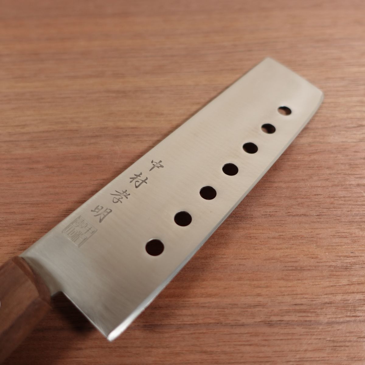 Nakamura Komei Nakiri Knife, Sharpened, Pierced Vegetable Knife, Stainless Steel, 160mm