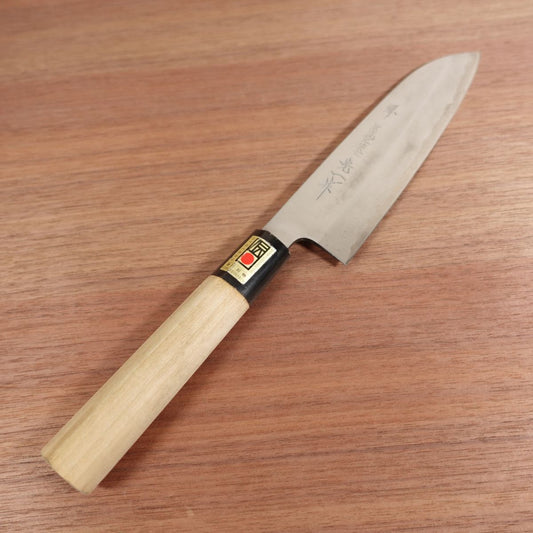 Sakai Koichi Santoku Knife, Sharpened, Water Buffalo Handle, All-Purpose Knife, Traditional Craftsman, 185mm