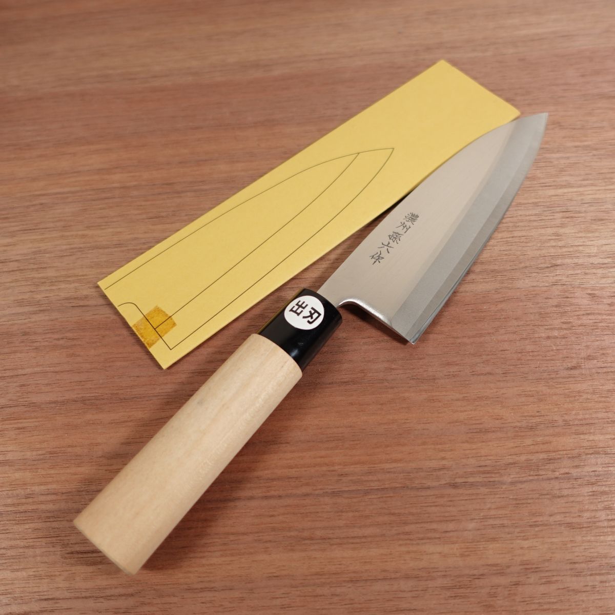 Noshu Magoroku Deba Knife, Sharpened, Stainless Steel, Single Bevel, Santoku-Like, Unused Stored Item, Protective Cover, 155mm