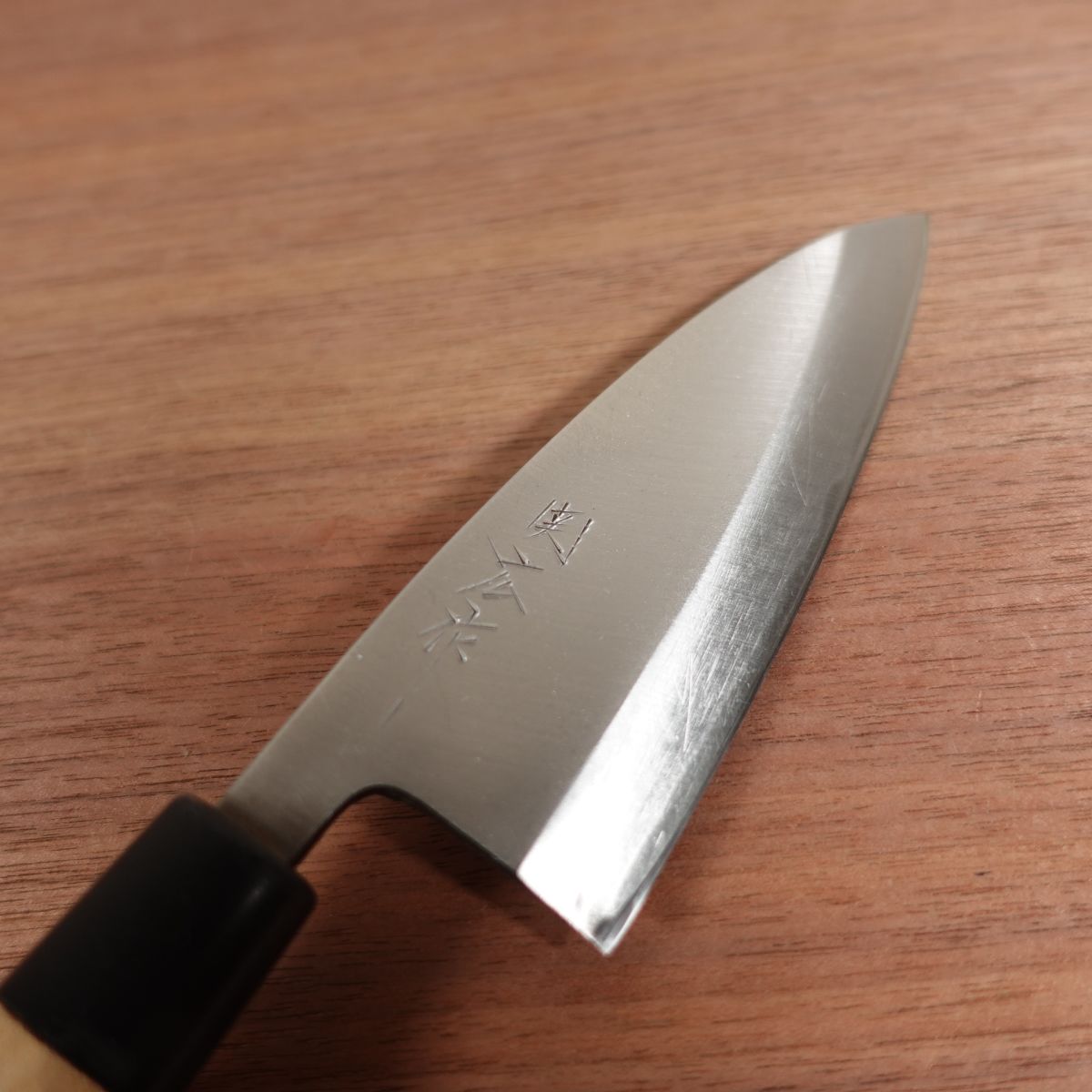 Sekihiro Ajikiri Knife, Sharpened, Ko-Deba, Ajikiri, Carbon Steel, Single Bevel, Nearly Unused Stored Item, 125mm