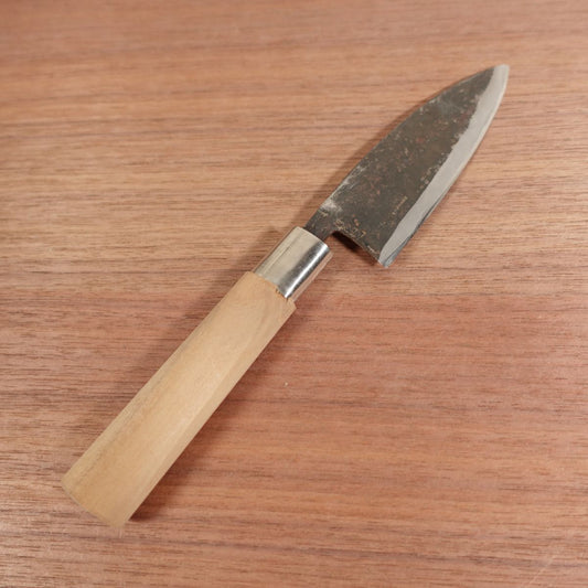 Masafumi Ajikiri Knife, Sharpened, Black-Forged Finish, Ko-Deba, Ajikiri, Single Bevel, Carbon Steel, 105mm