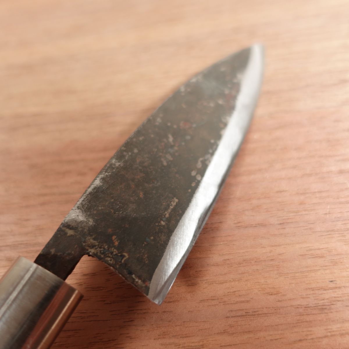 Masafumi Ajikiri Knife, Sharpened, Black-Forged Finish, Ko-Deba, Ajikiri, Single Bevel, Carbon Steel, 105mm