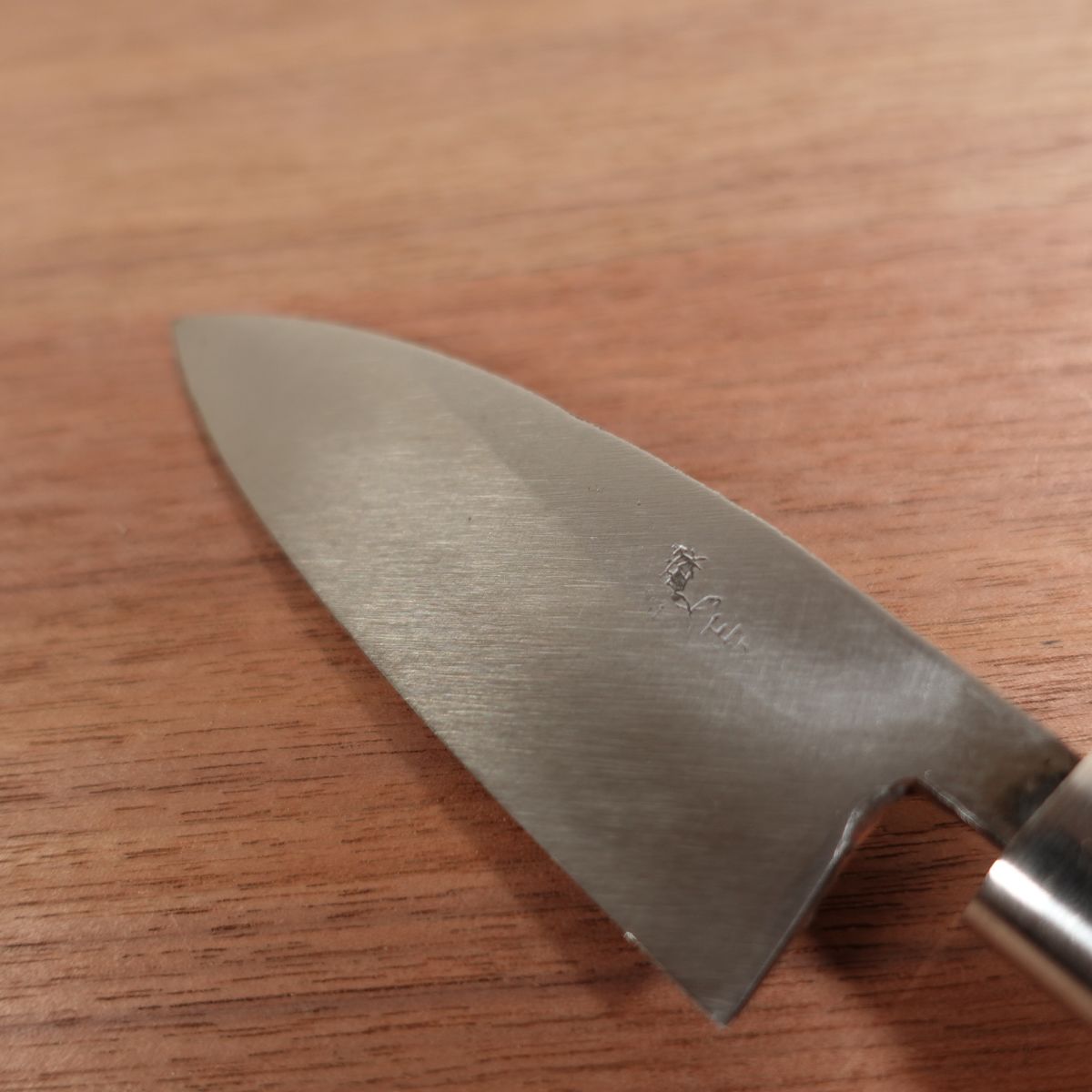 Masafumi Ajikiri Knife, Sharpened, Black-Forged Finish, Ko-Deba, Ajikiri, Single Bevel, Carbon Steel, 105mm