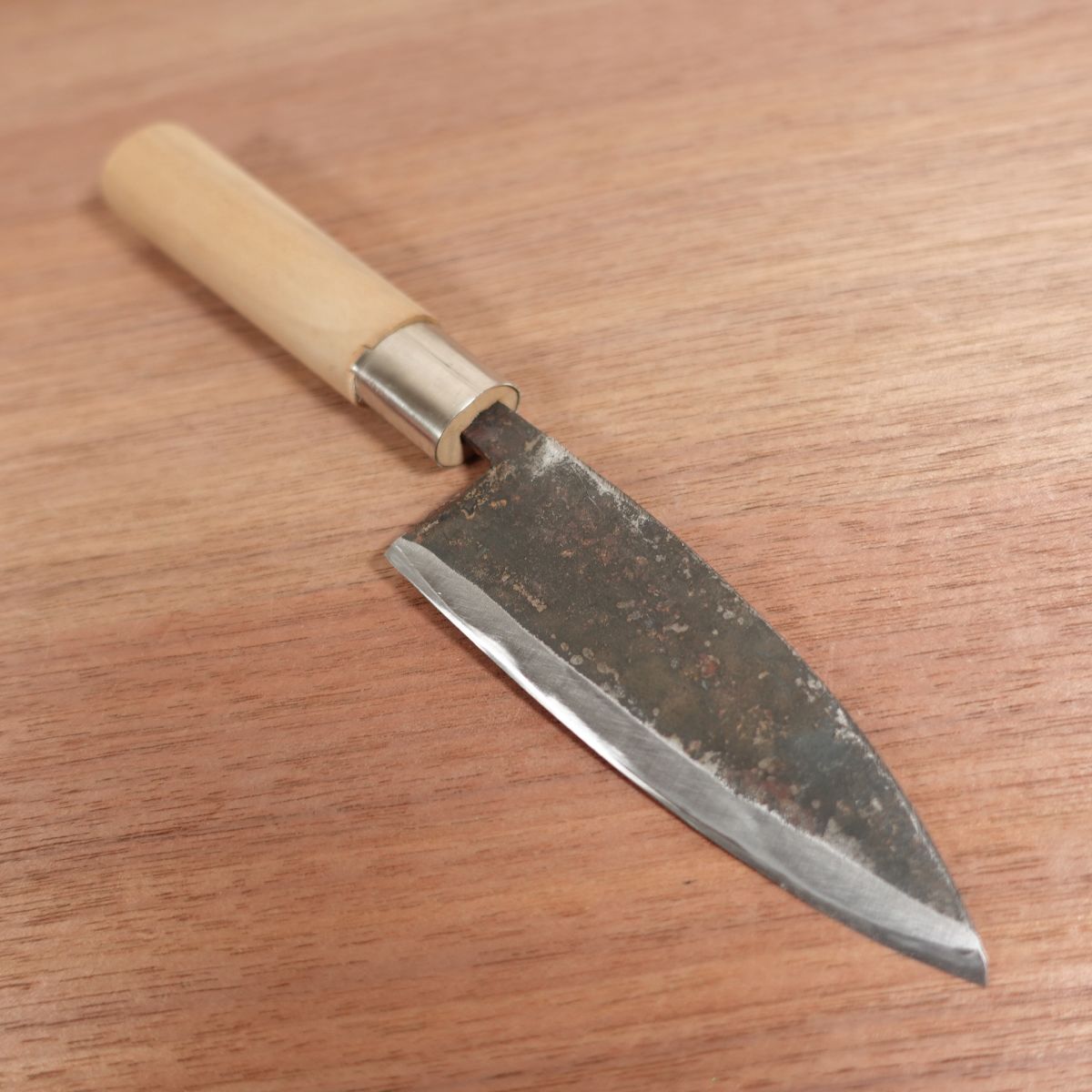 Masafumi Ajikiri Knife, Sharpened, Black-Forged Finish, Ko-Deba, Ajikiri, Single Bevel, Carbon Steel, 105mm