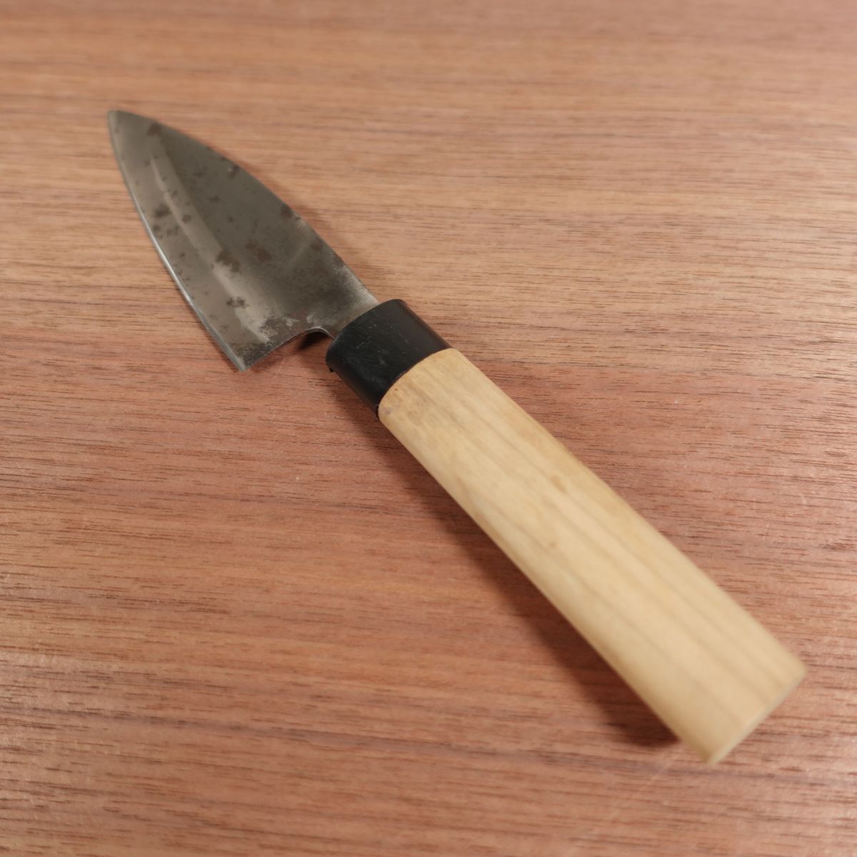 Udeichiban Ajikiri Knife, Sharpened, Black-Forged Finish, Ko-Deba, Ajikiri, Carbon Steel, Double Bevel, 100mm