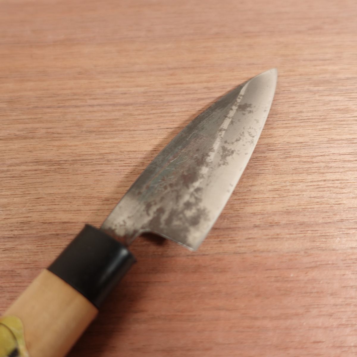 Udeichiban Ajikiri Knife, Sharpened, Black-Forged Finish, Ko-Deba, Ajikiri, Carbon Steel, Double Bevel, 100mm