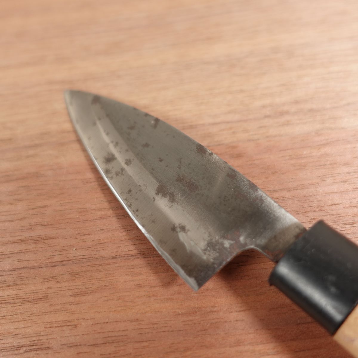 Udeichiban Ajikiri Knife, Sharpened, Black-Forged Finish, Ko-Deba, Ajikiri, Carbon Steel, Double Bevel, 100mm