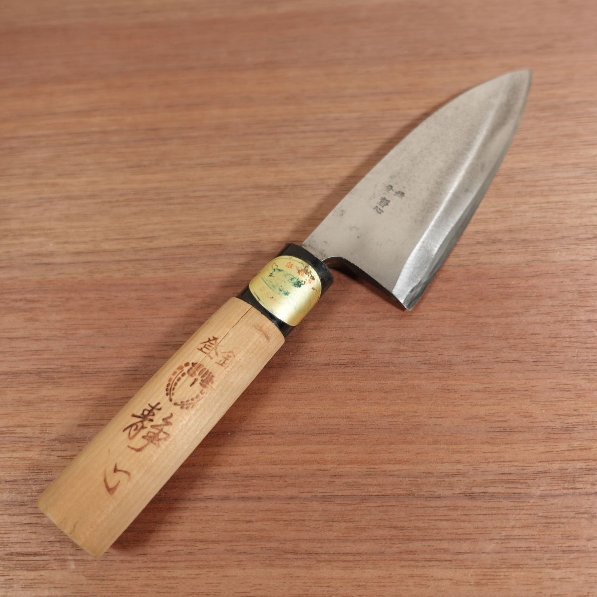 Shizugokoro Deba Knife, Sharpened, Small Ko-Deba, Carbon Steel, Single Bevel, Sticker on Handle, 140mm