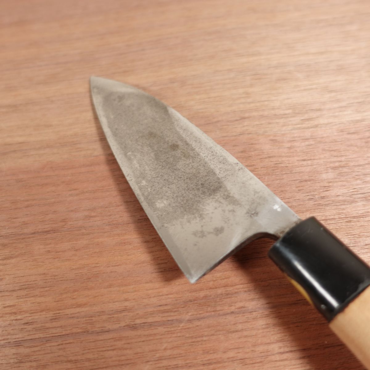 Shizugokoro Deba Knife, Sharpened, Small Ko-Deba, Carbon Steel, Single Bevel, Sticker on Handle, 140mm
