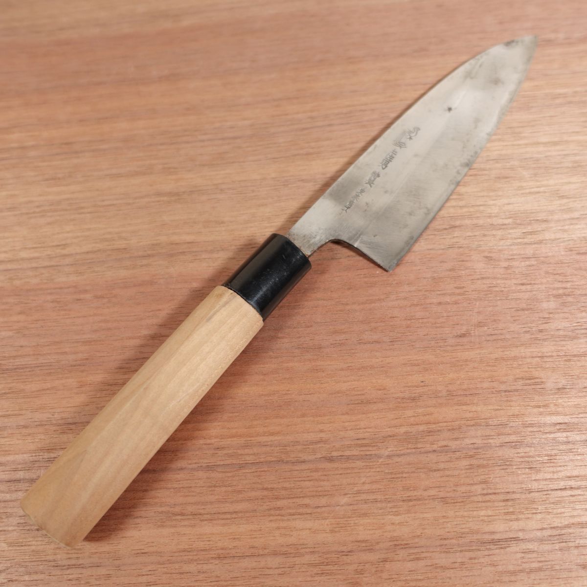 Tosaotoko Santoku Knife, Sharpened, Special, Yasuki Steel, Blue Steel, Carbon Steel, Double Bevel, Possibly Left-Handed, 155mm