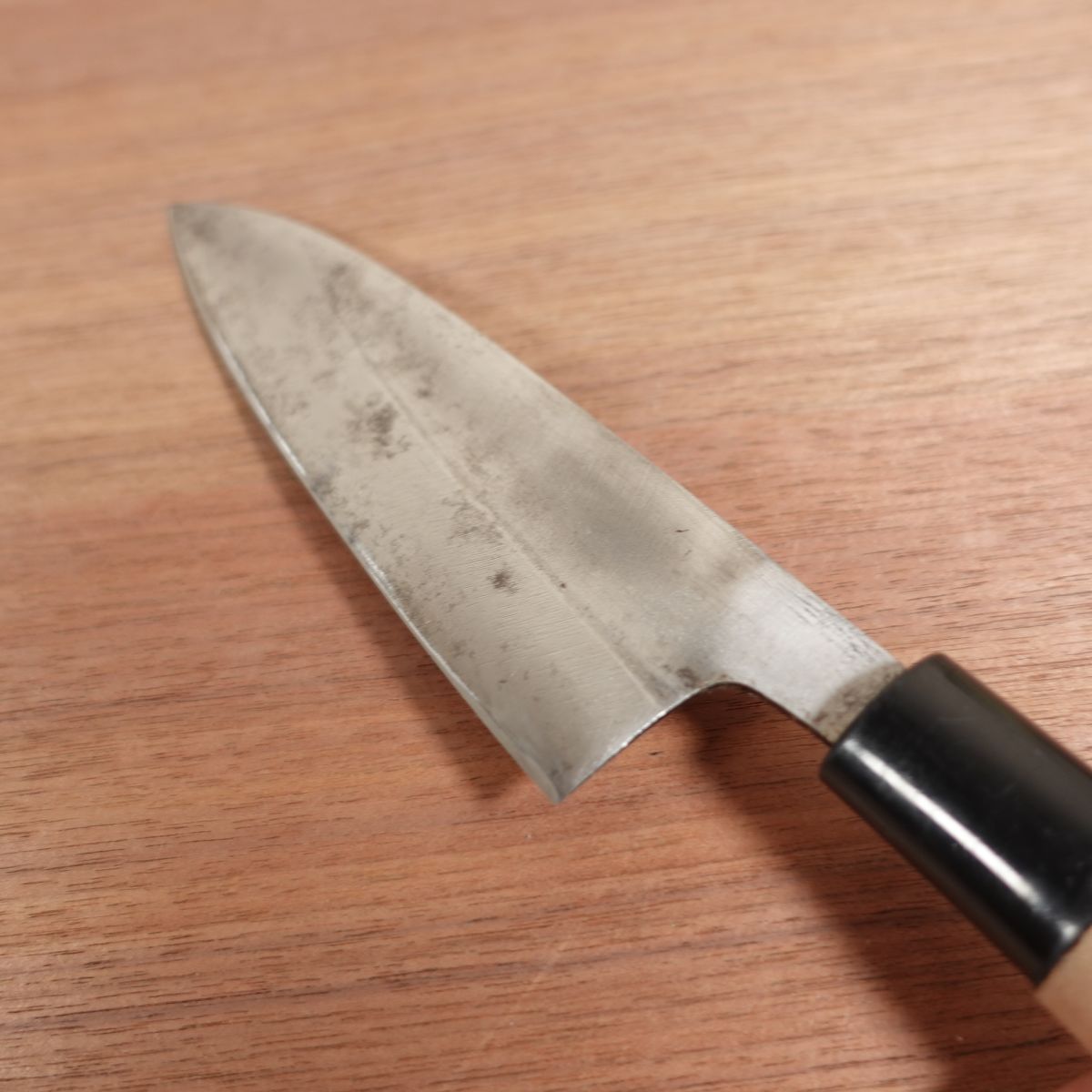 Tosaotoko Santoku Knife, Sharpened, Special, Yasuki Steel, Blue Steel, Carbon Steel, Double Bevel, Possibly Left-Handed, 155mm