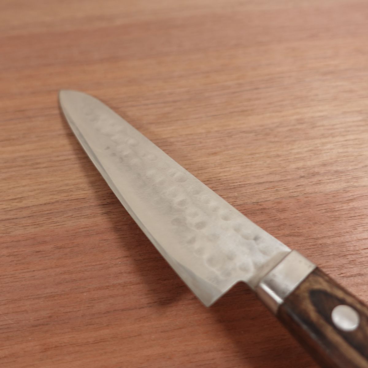 Yagasaki Small Santoku Knife, Sharpened, Petty Knife, Hammered Pattern, Utility Knife, Laminated Steel, 155mm