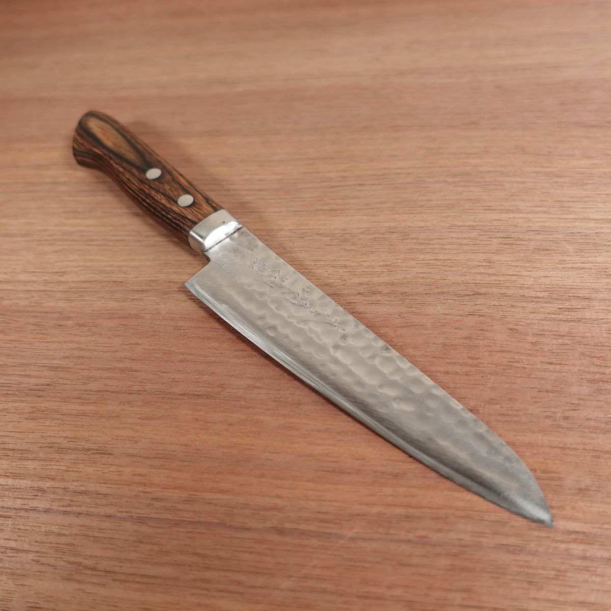 Yagasaki Small Santoku Knife, Sharpened, Petty Knife, Hammered Pattern, Utility Knife, Laminated Steel, 155mm