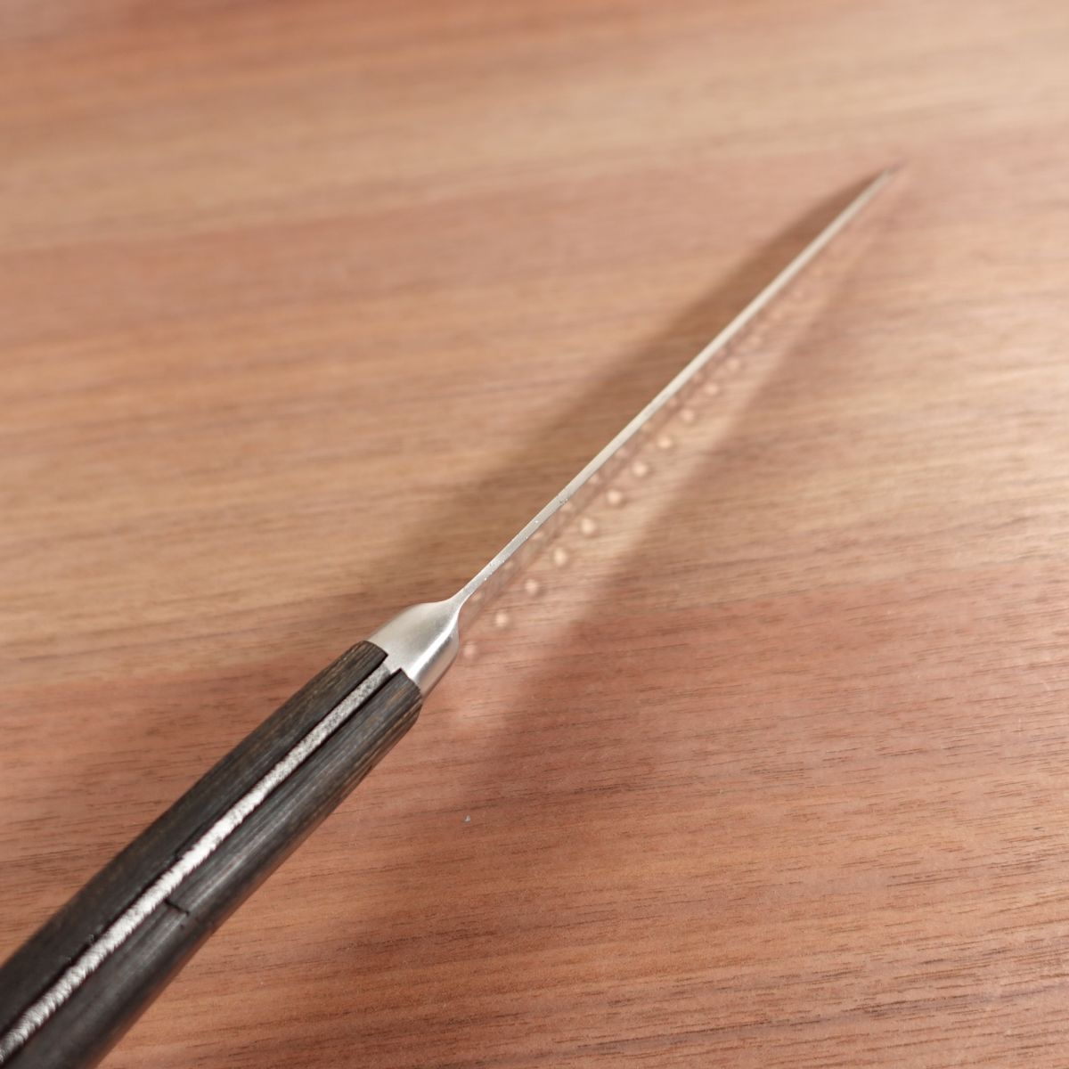 Sakai Ichimonji Mitsuhide SWORD Gyuto, Sharpened, Dimpled, Stainless Steel, Handle Crack and Wear, 205mm